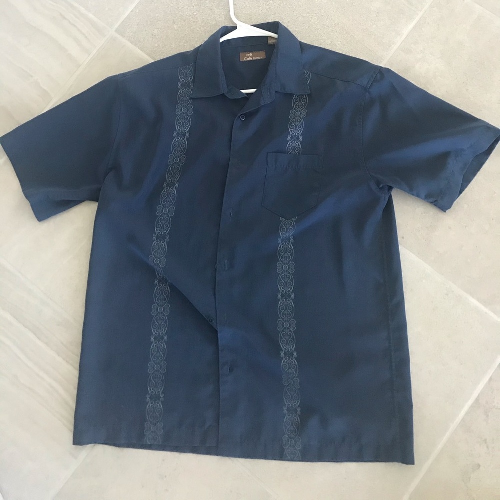 navy blue button down shirt